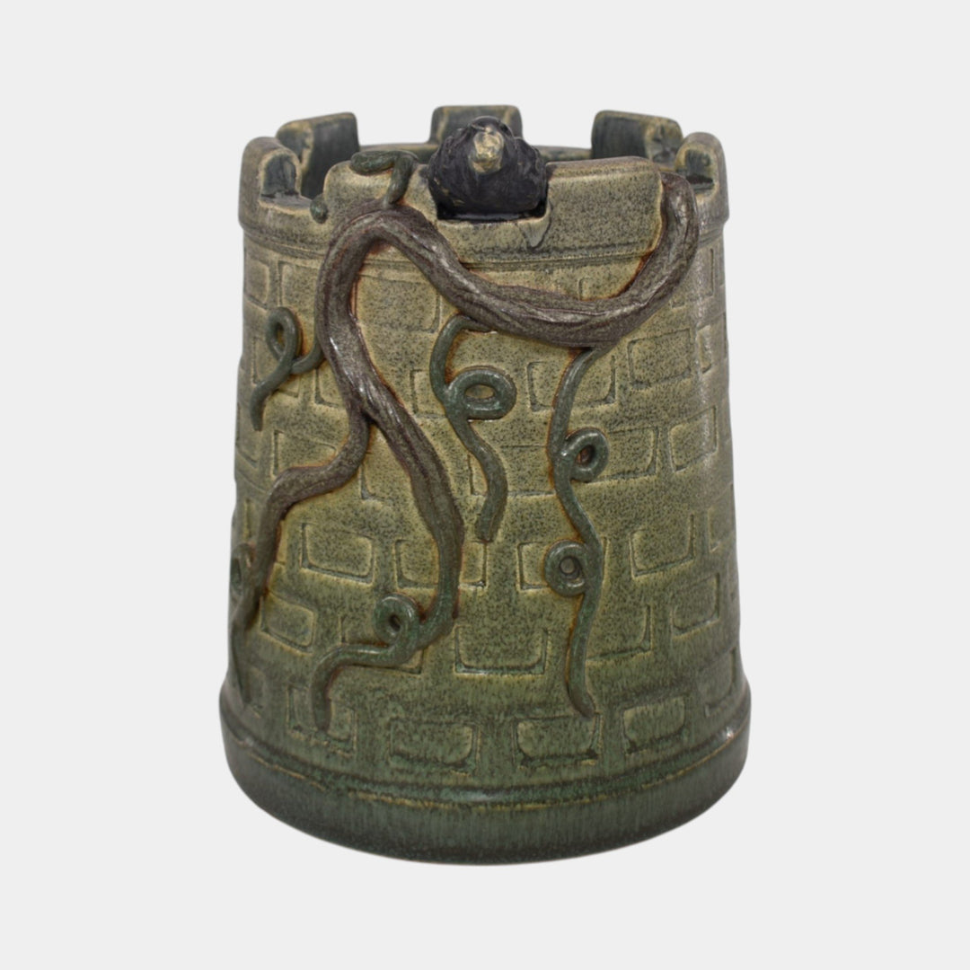 Ephraim Faience 2021 Hand Made Pottery Blue Green Rook’s Tower Ceramic Vase - Just Art Pottery