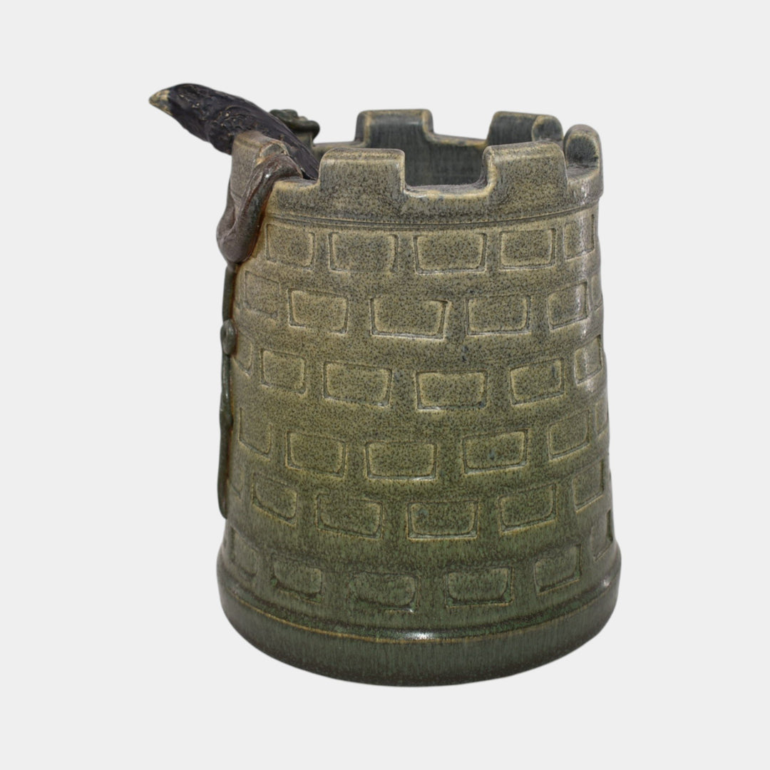 Ephraim Faience 2021 Hand Made Pottery Blue Green Rook’s Tower Ceramic Vase - Just Art Pottery