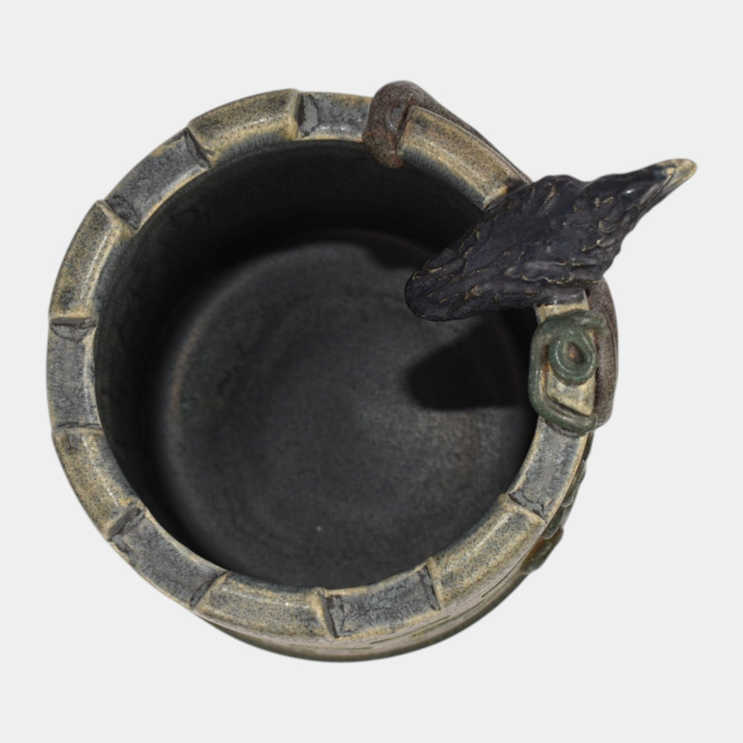 Ephraim Faience 2021 Hand Made Pottery Blue Green Rook’s Tower Ceramic Vase - Just Art Pottery