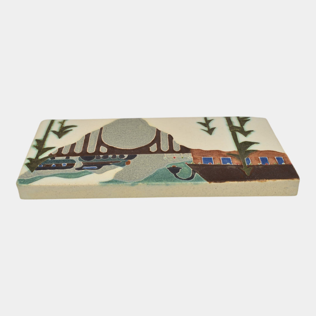 Ephraim Faience 2020 Hand Made Art Pottery Red Peace Train Ceramic Tile - Just Art Pottery
