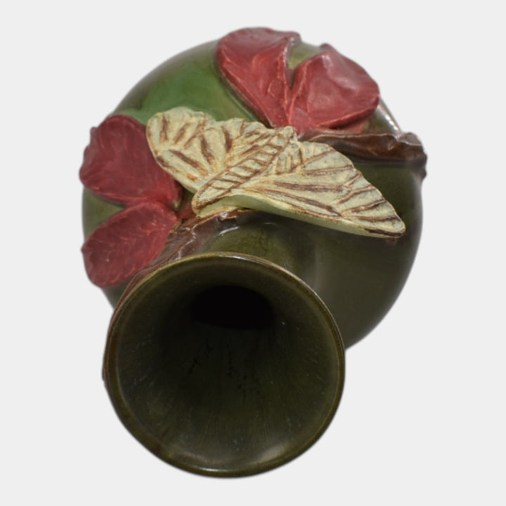 Ephraim Faience 2022 Hand Made Pottery Experimental Red Eucalyptus Moth Vase - Just Art Pottery