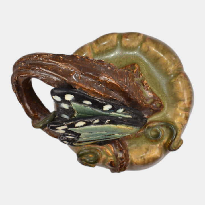 Ephraim Faience 2022 Hand Made Pottery Green Experimental Butterfly Pumpkin - Just Art Pottery