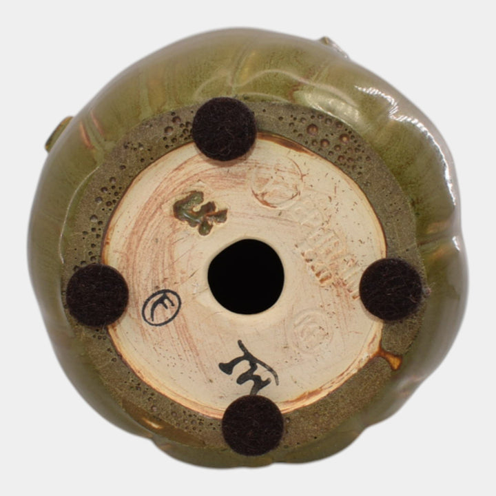 Ephraim Faience 2022 Hand Made Pottery Green Experimental Butterfly Pumpkin - Just Art Pottery