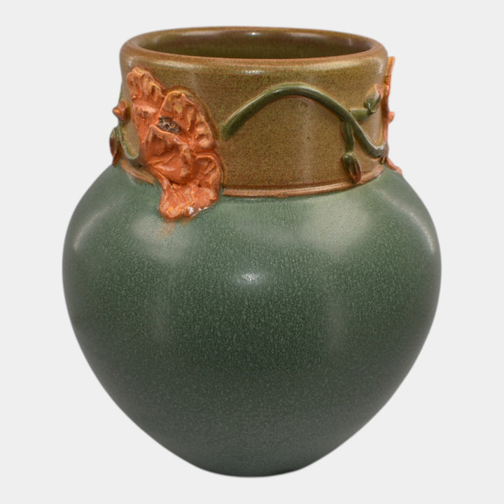 Ephraim Faience 2017 Hand Made Pottery Green Poppy Cicada Vase - Just Art Pottery