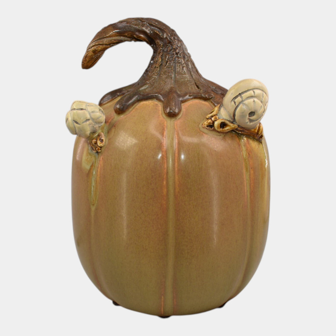 Ephraim Faience 2022 Hand Made Pottery Ceramic Happy Trails Snail Pumpkin - Just Art Pottery