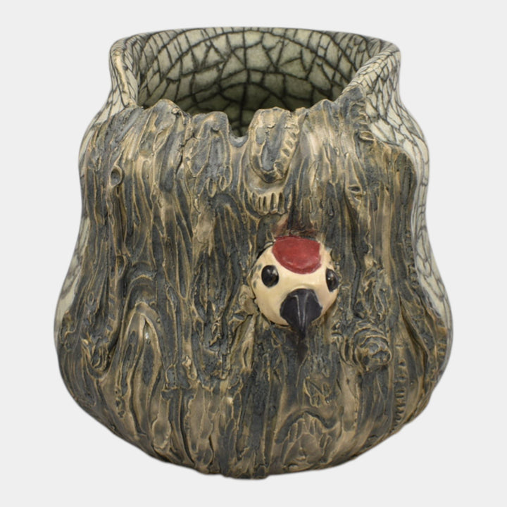 Ephraim Faience 2020 Hand Made Pottery Woodpecker Ceramic Vase - Just Art Pottery
