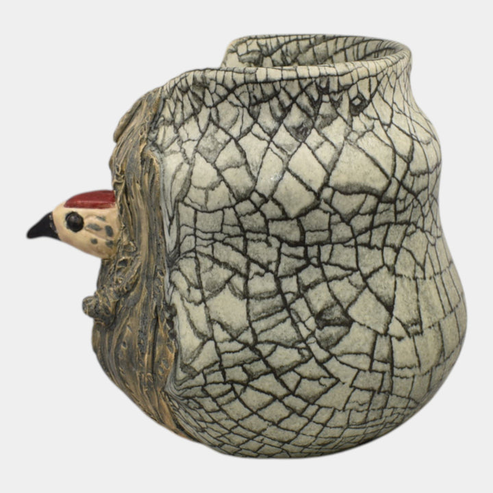 Ephraim Faience 2020 Hand Made Pottery Woodpecker Ceramic Vase - Just Art Pottery