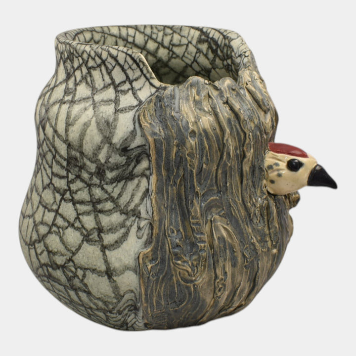 Ephraim Faience 2020 Hand Made Pottery Woodpecker Ceramic Vase - Just Art Pottery
