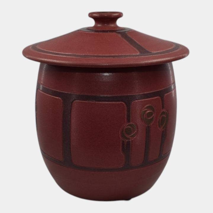 Ephraim Faience 2019 Hand Made Pottery Red Marblehead Style Revival Rose Jar - Just Art Pottery