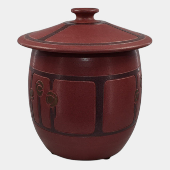 Ephraim Faience 2019 Hand Made Pottery Red Marblehead Style Revival Rose Jar - Just Art Pottery