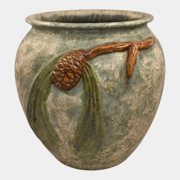 Ephraim Faience 2010 Hand Made Pottery Rustic Pine Ceramic Vase - Just Art Pottery