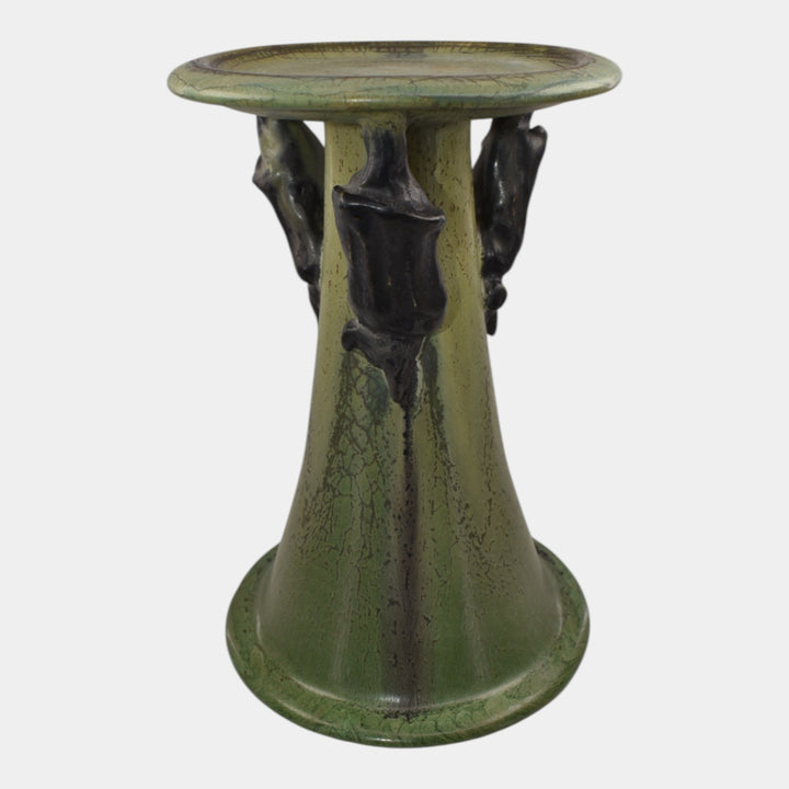 Ephraim Faience 2013 Hand Made Pottery The Haunt Candle Pillar with Bats - Just Art Pottery