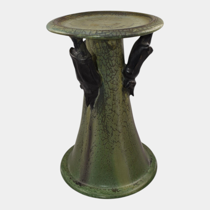 Ephraim Faience 2013 Hand Made Pottery The Haunt Candle Pillar with Bats - Just Art Pottery