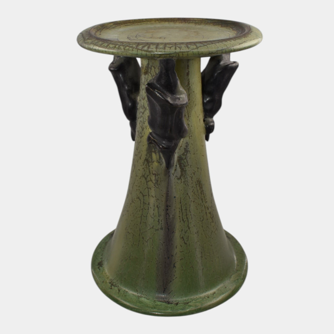 Ephraim Faience 2013 Hand Made Pottery The Haunt Candle Pillar with Bats - Just Art Pottery
