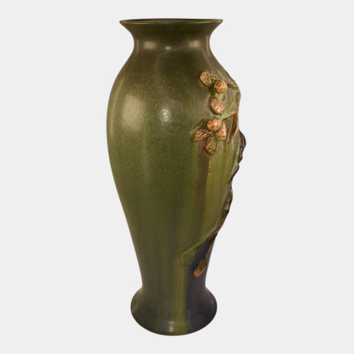 Ephraim Faience 2012 Hand Made Pottery Green Blue Take Flight Crow Vase
