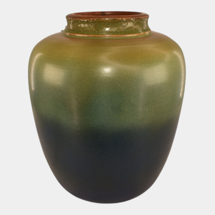 Ephraim Faience 2024 Hand Made Pottery Green Blue Lunar Alchemy Raven Vase - Just Art Pottery