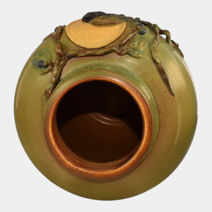 Ephraim Faience 2024 Hand Made Pottery Green Blue Lunar Alchemy Raven Vase - Just Art Pottery