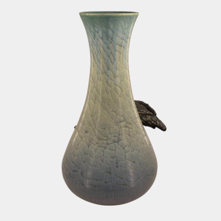 Ephraim Faience Experimental Hand Made Pottery Blue Raven Vase - Just Art Pottery