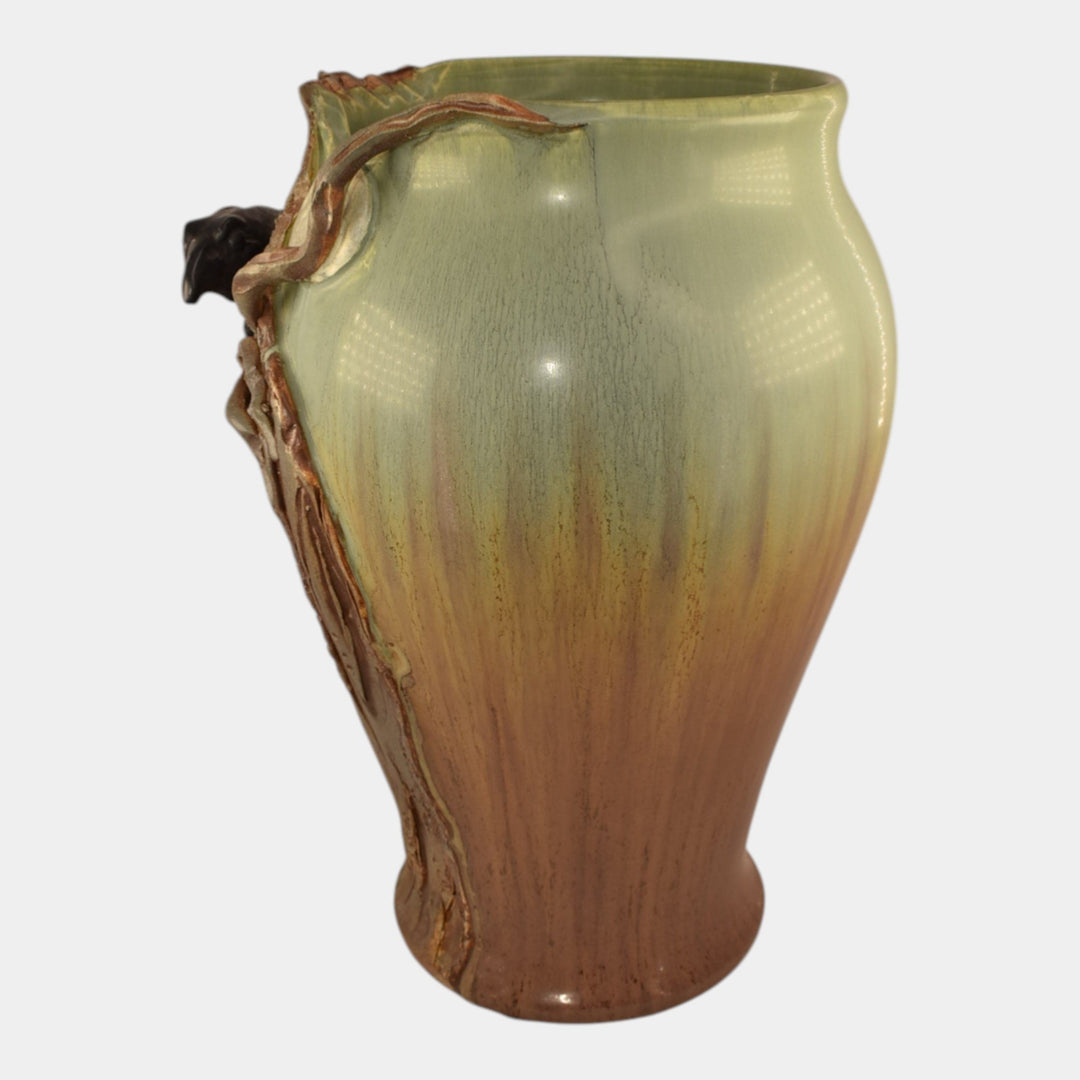 Ephraim Faience Hand Made Pottery Hello Darkness Raven Vase - Just Art Pottery