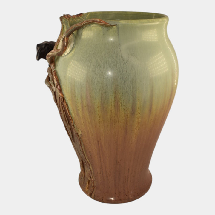 Ephraim Faience Hand Made Pottery Hello Darkness Raven Vase - Just Art Pottery