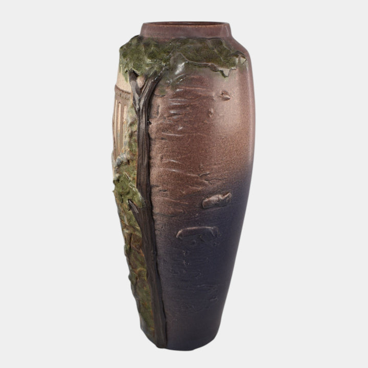 Ephraim Faience Hand Made Pottery Purple Secluded Falls Scenic Vase - Just Art Pottery