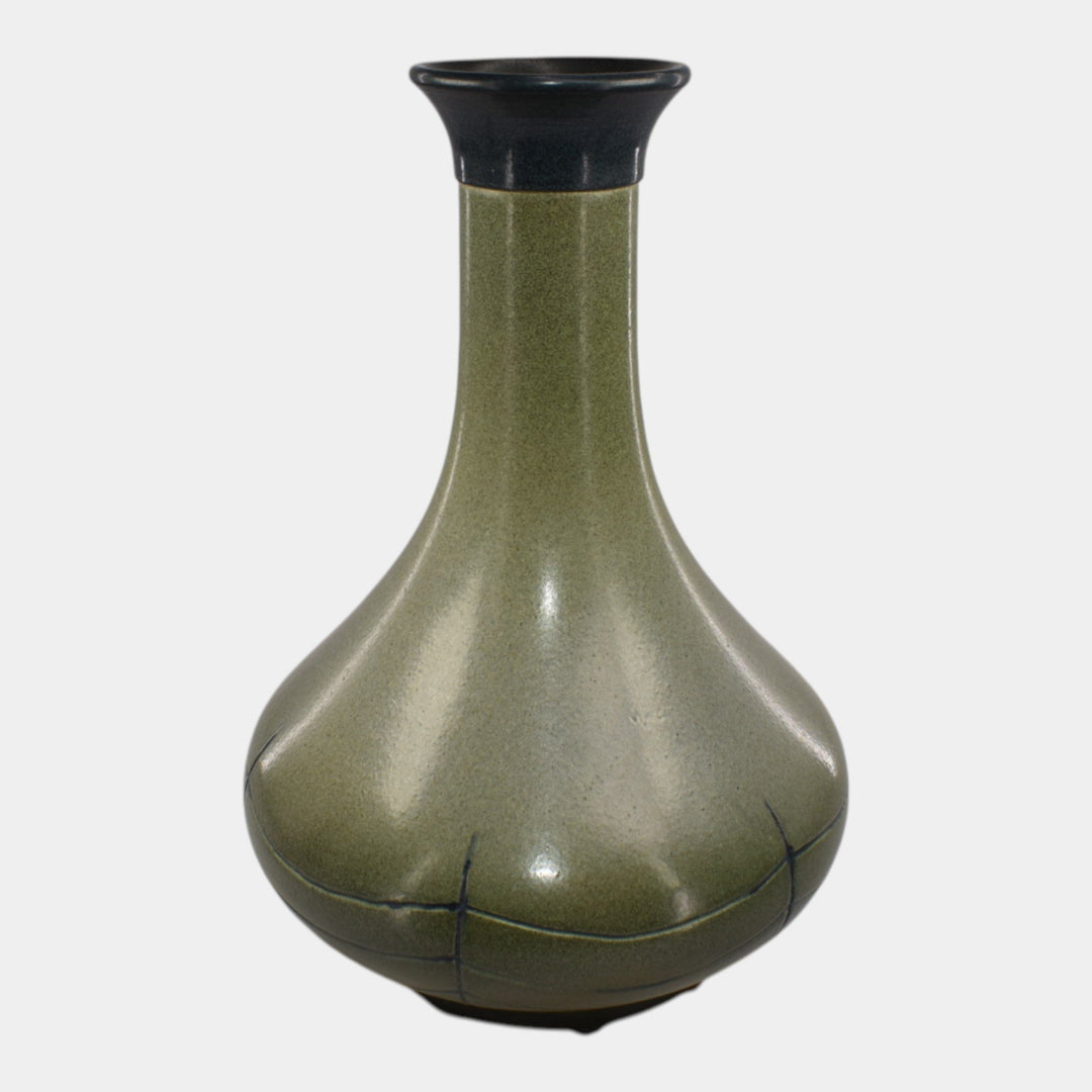 Ephraim Faience 2020 Hand Made Pottery Green Spider Entangled Vase - Just Art Pottery