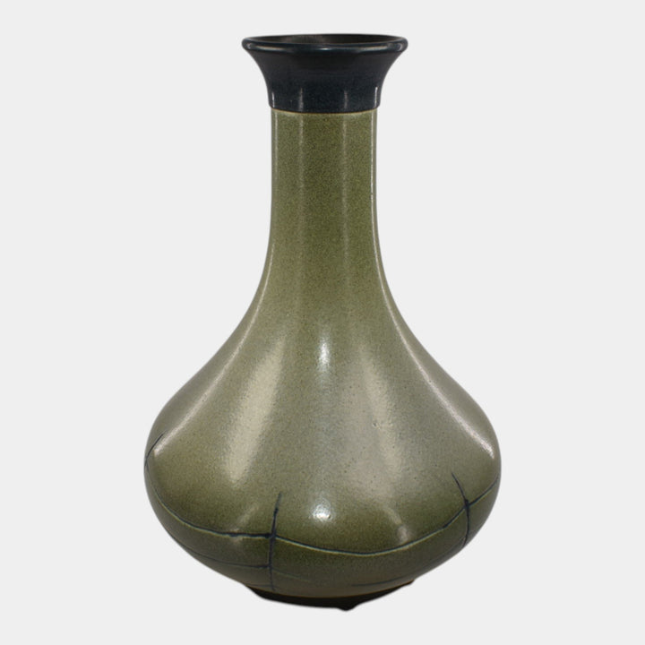 Ephraim Faience 2020 Hand Made Pottery Green Spider Entangled Vase - Just Art Pottery