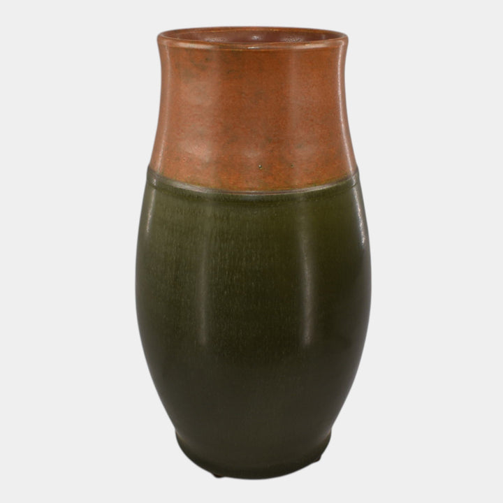 Ephraim Faience 2019 Hand Made Pottery Brown Green Eyecatcher Cardinal Vase - Just Art Pottery