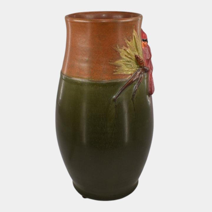 Ephraim Faience 2019 Hand Made Pottery Brown Green Eyecatcher Cardinal Vase - Just Art Pottery