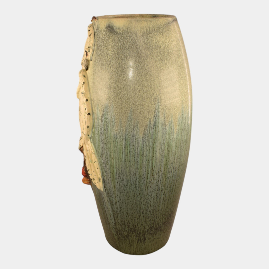 Ephraim Faience 2023 Hand Made Pottery Blue White Arctic Messenger Owl Vase - Just Art Pottery