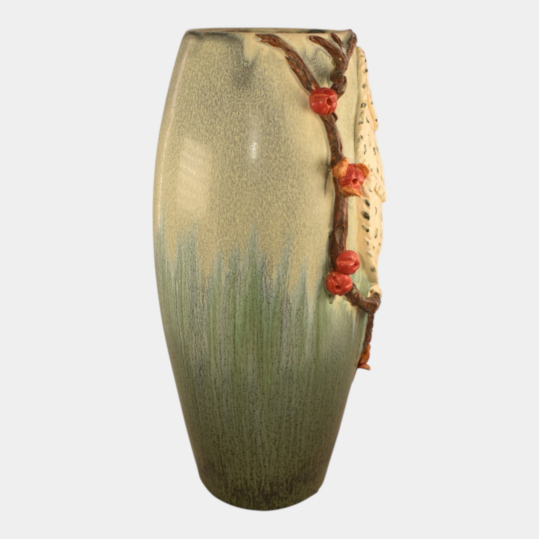 Ephraim Faience 2023 Hand Made Pottery Blue White Arctic Messenger Owl Vase - Just Art Pottery