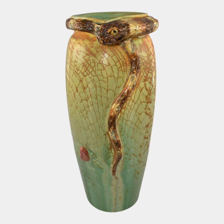 Ephraim Faience 2025 Hand Made Pottery Green Year Of The Snake Vase
