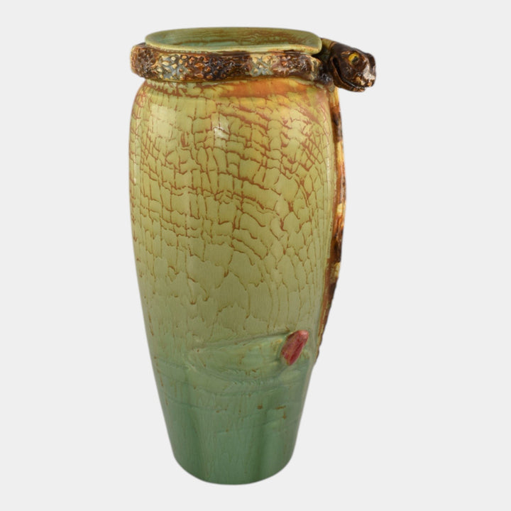 Ephraim Faience 2025 Hand Made Pottery Green Year Of The Snake Vase