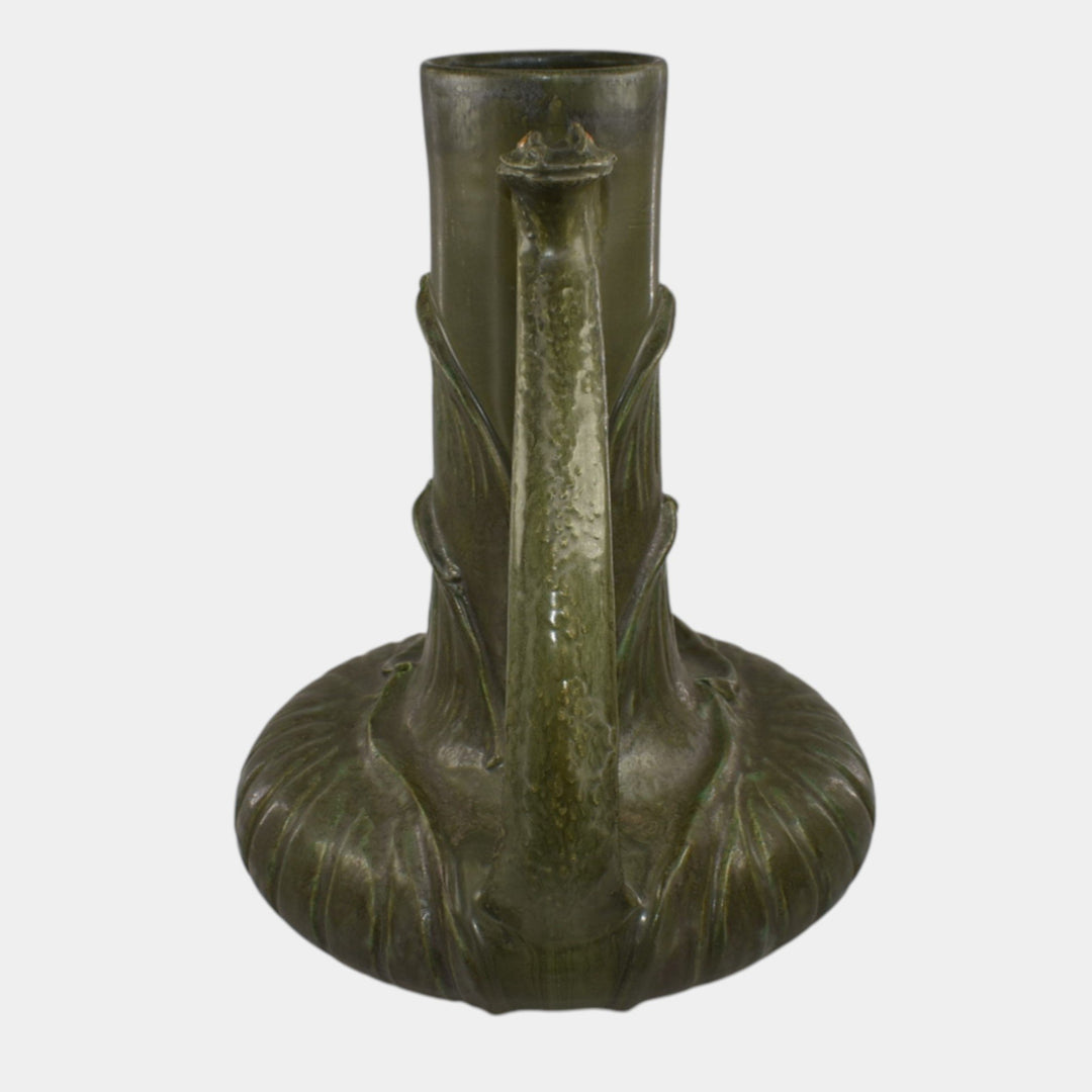Ephraim Faience 2024 Hand Made Pottery Organic Green Snake Charmer Vase - Just Art Pottery