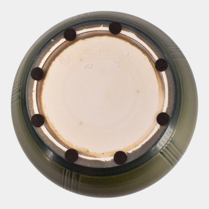 Ephraim Faience Marblehead Style Pottery Chestnut Green Enlightenment Bowl - Just Art Pottery