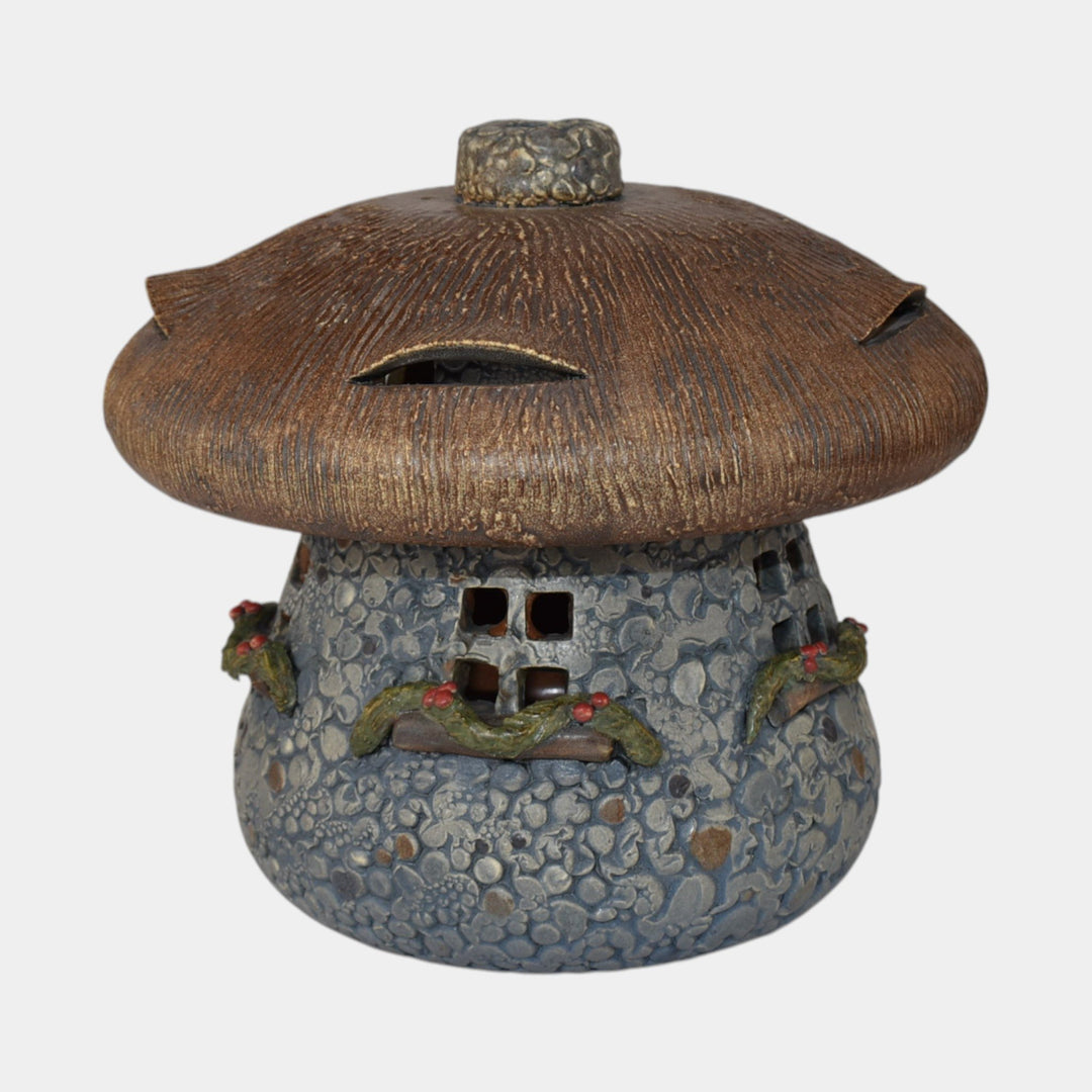 Ephraim Faience Experimental Hand Made Pottery Mushroom Cottage Lantern
