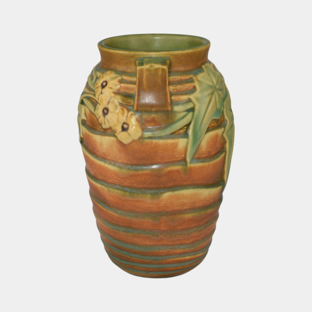 Roseville Luffa Brown 1934 Vintage Art Deco Pottery Ceramic Vase 685-7