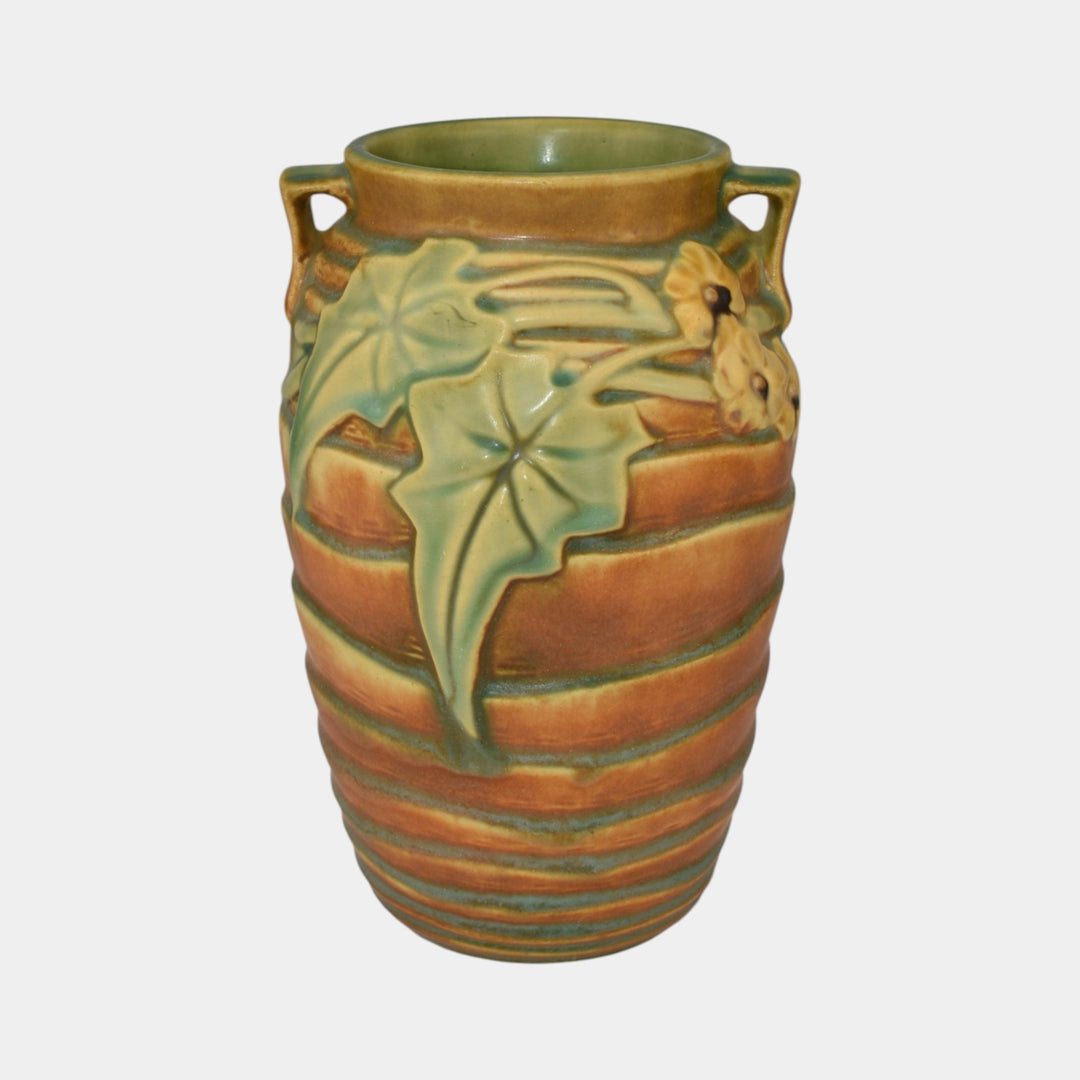 Roseville Luffa Brown 1934 Vintage Art Deco Pottery Ceramic Vase 685-7
