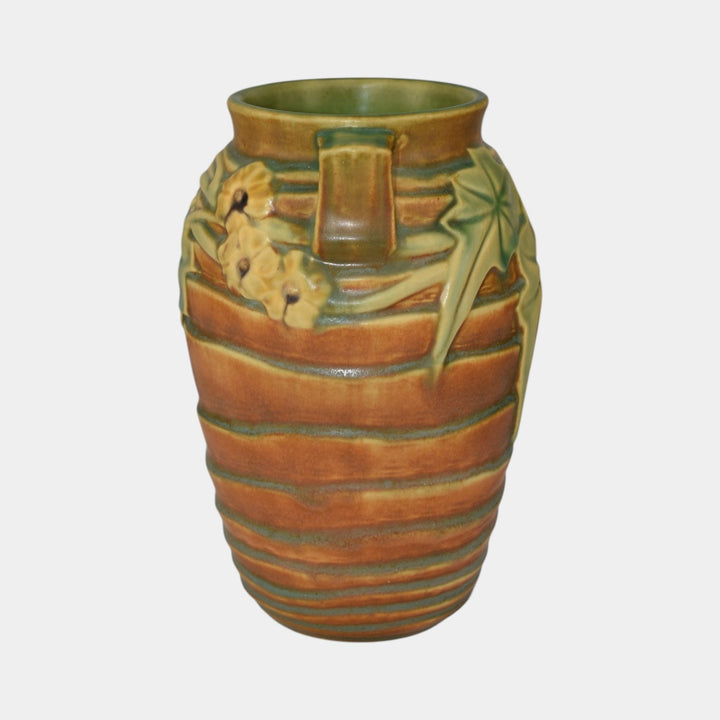 Roseville Luffa Brown 1934 Vintage Art Deco Pottery Ceramic Vase 685-7