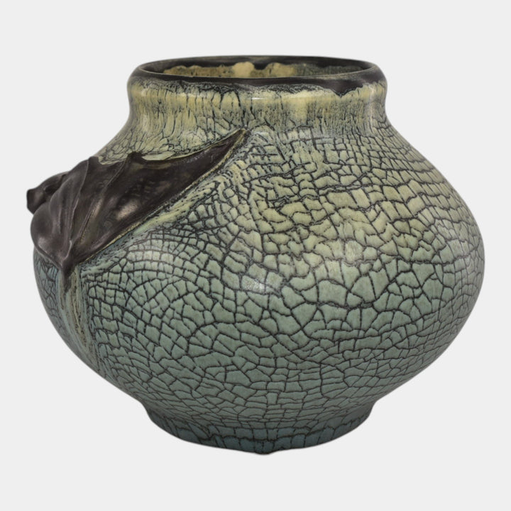 Ephraim Faience 2016 Hand Made Pottery Glacial Blue Bat Vase