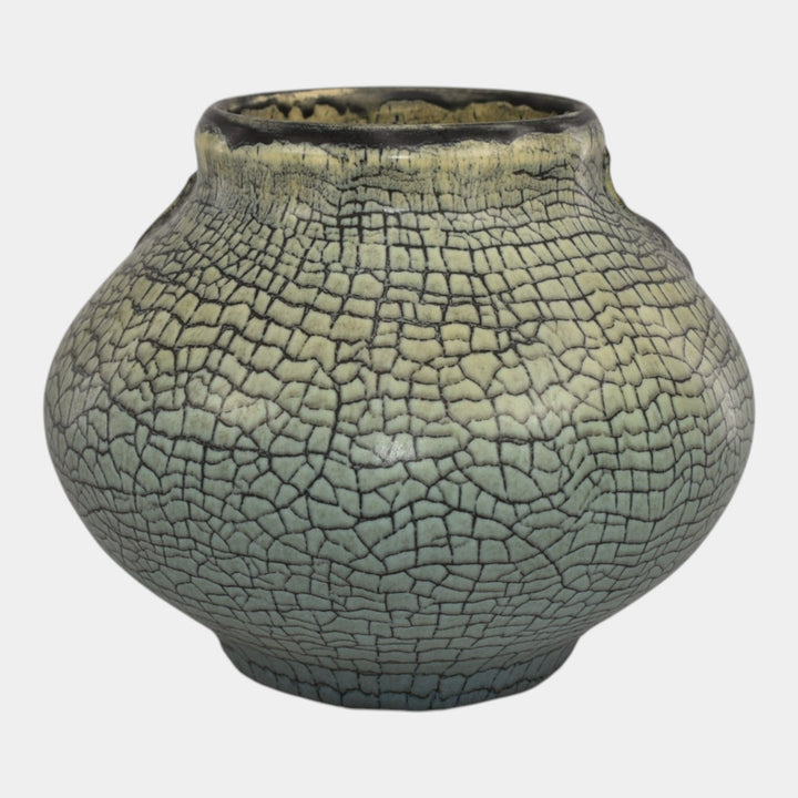 Ephraim Faience 2016 Hand Made Pottery Glacial Blue Bat Vase