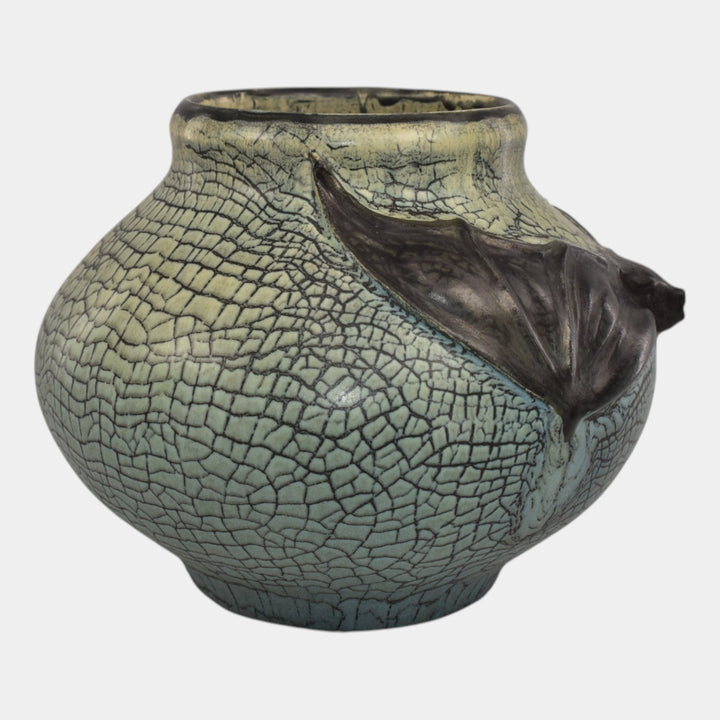 Ephraim Faience 2016 Hand Made Pottery Glacial Blue Bat Vase