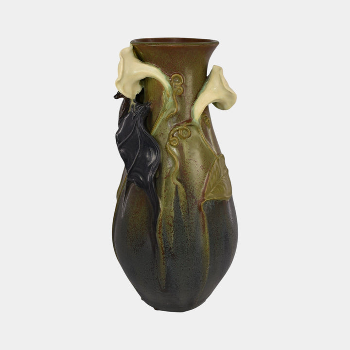 Ephraim Faience 2016 Experimental Hand Made Purple Bat and Moonflower Vase