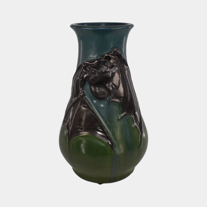 Ephraim Faience 2014 Limited Edition Pottery Blue Green Boris the Bat Vase