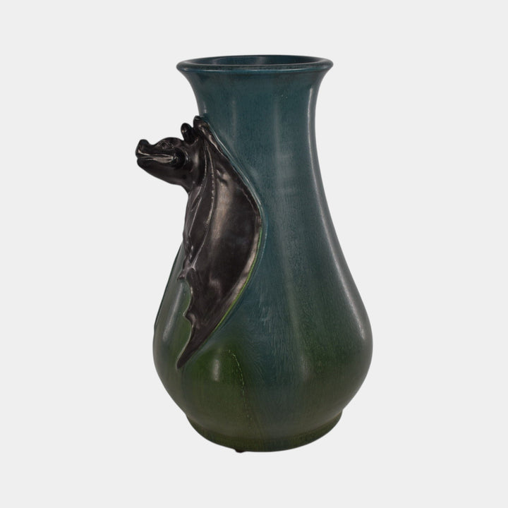 Ephraim Faience 2014 Limited Edition Pottery Blue Green Boris the Bat Vase