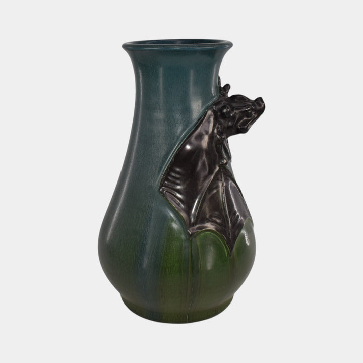 Ephraim Faience 2014 Limited Edition Pottery Blue Green Boris the Bat Vase