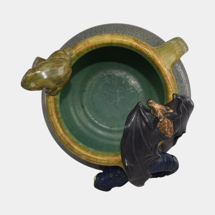 Ephraim Faience 2021 Pottery Marigold Great Escape Frog Bat Salamander Vase - Just Art Pottery