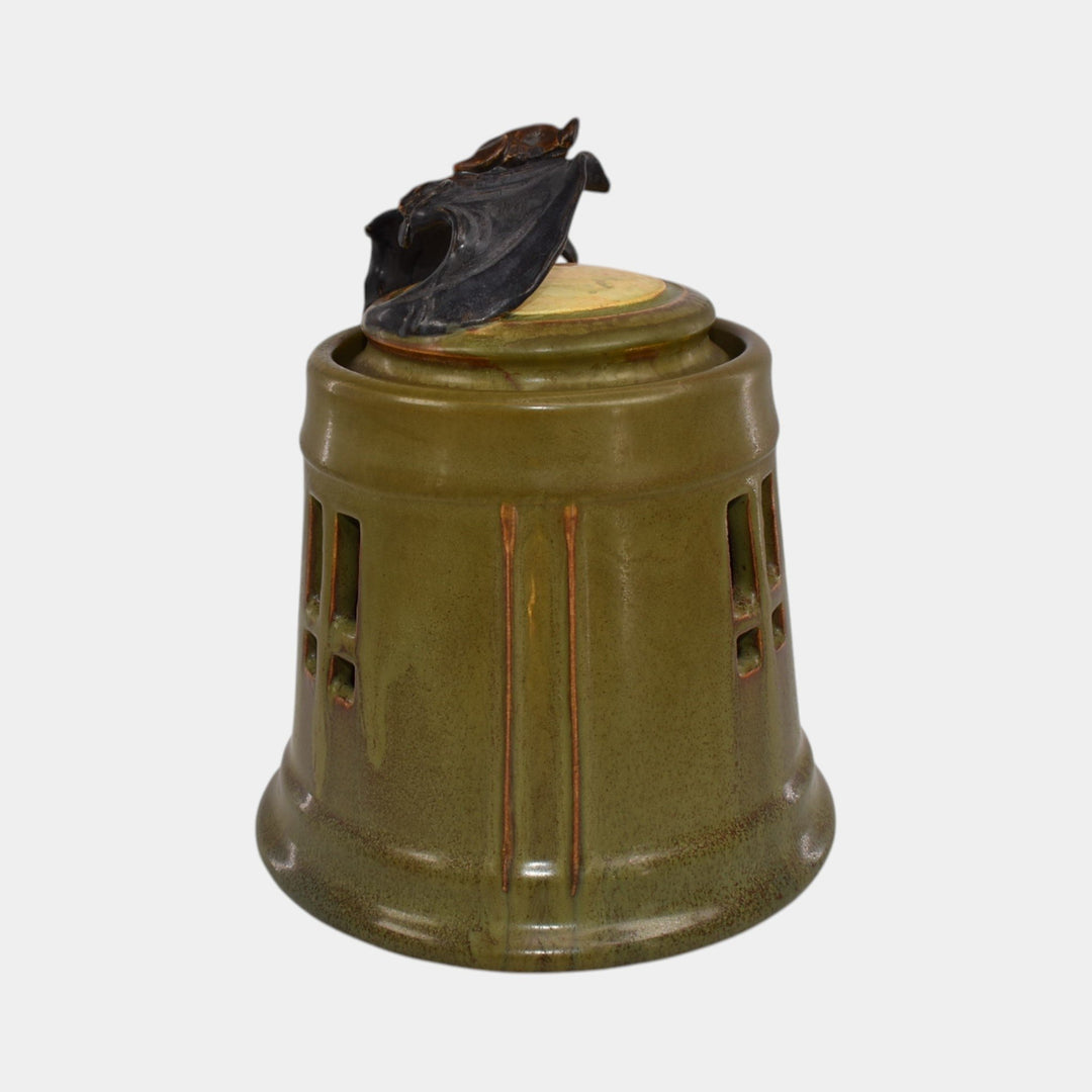 Ephraim Faience 2024 Hand Made Pottery Green Moondance Bat Lantern