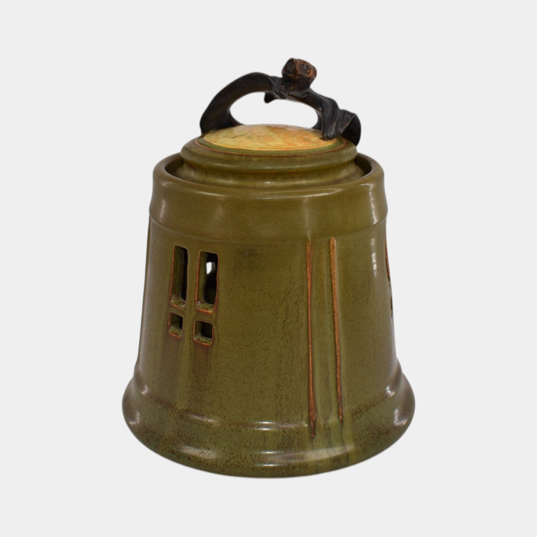 Ephraim Faience 2024 Hand Made Pottery Green Moondance Bat Lantern