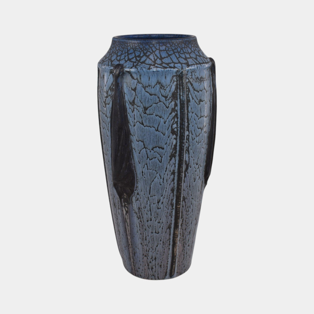 Ephraim Faience 2025 Hand Made Pottery Blue Suspense Bat Vase